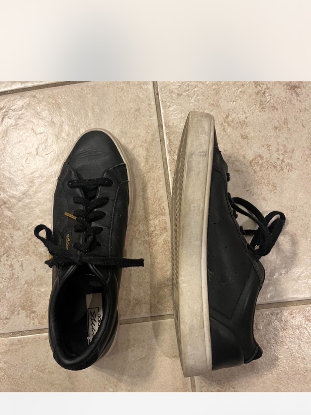 adidas Sleek Black Leather Casual Sneakers